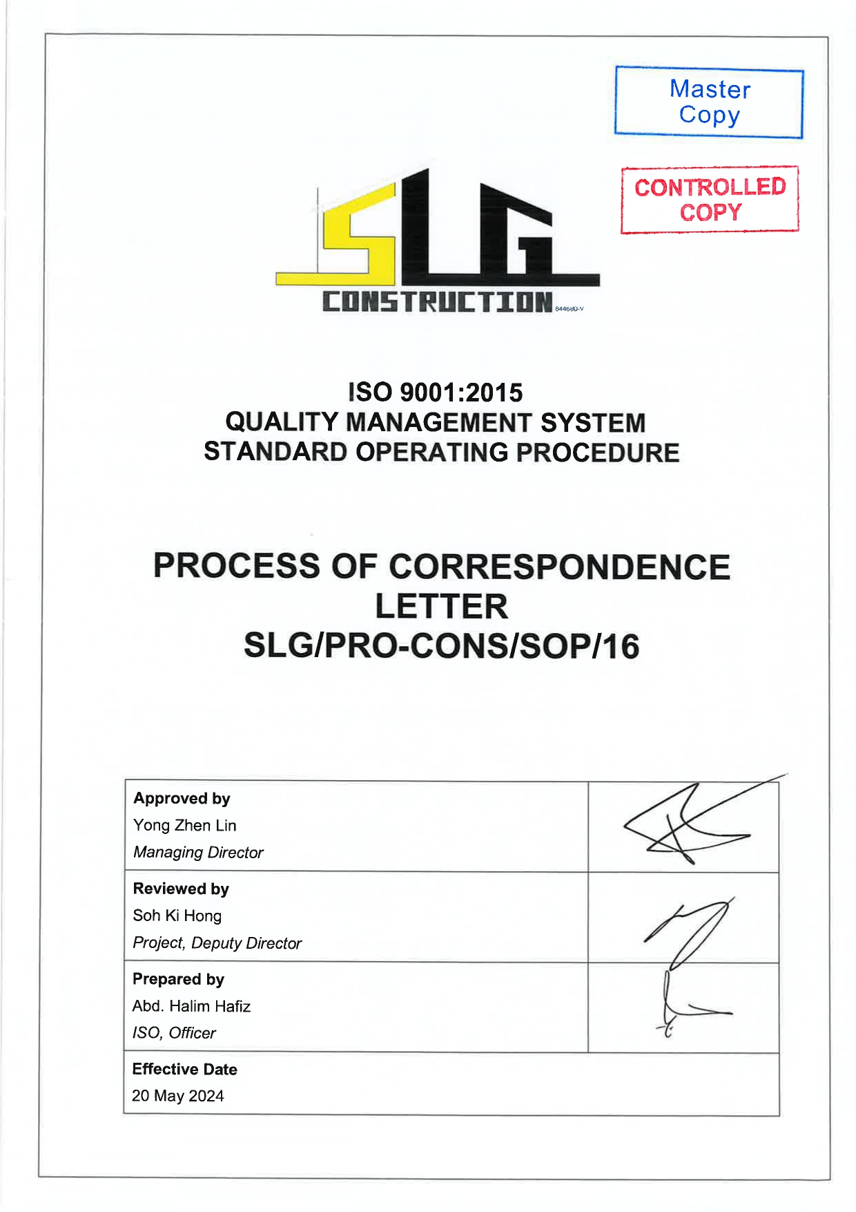 SLG-PRO-SOP Page 1